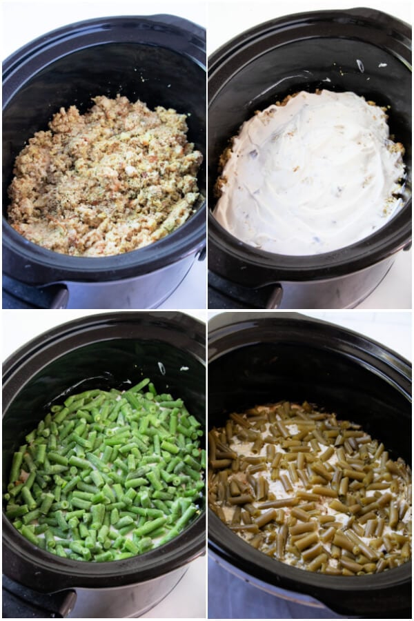 making the stuffing and green beans