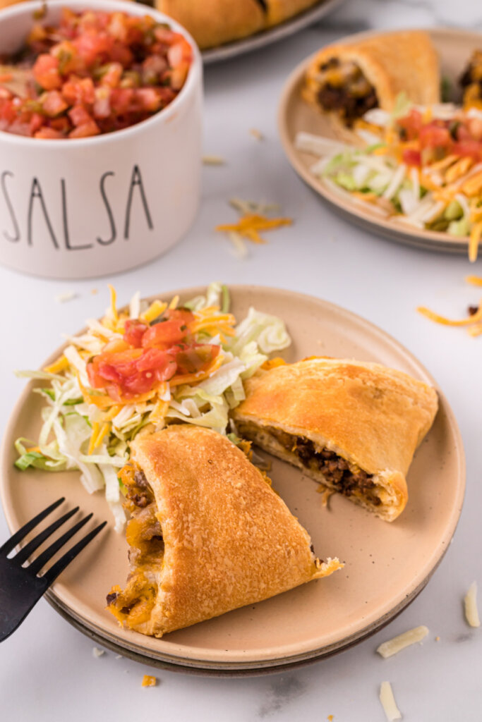 slices of taco ring on plate