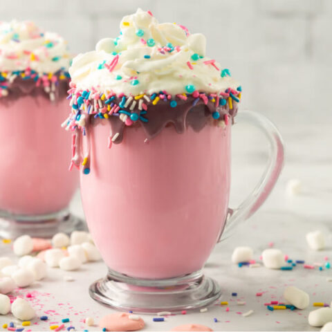 closeup of unicorn hot chocolate