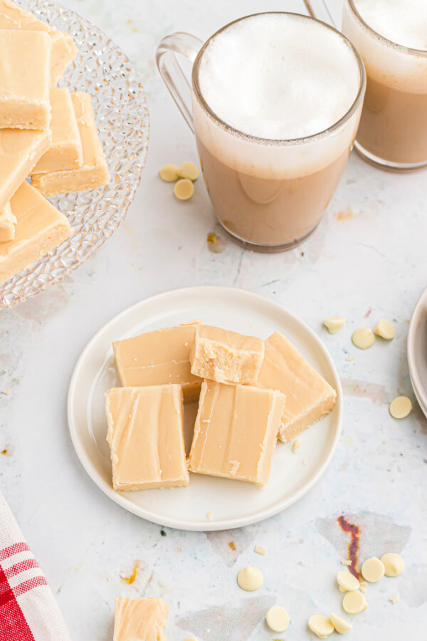 fudge on plate with irish cream coffee