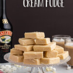 irish cream fudge on cake stand