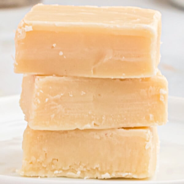 three pieces of fudge stacked