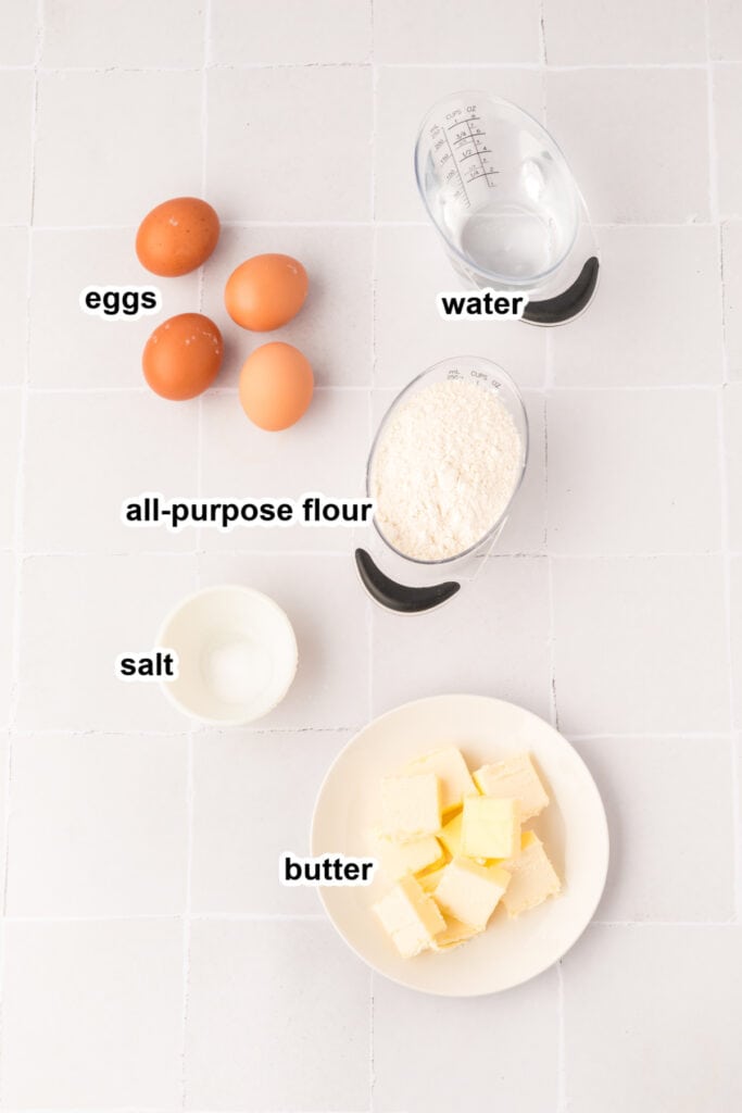 Ingredients for the pastry shell. 