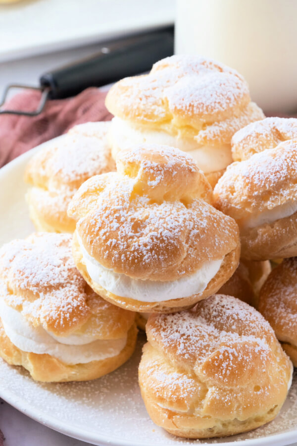 cream puffs on plate