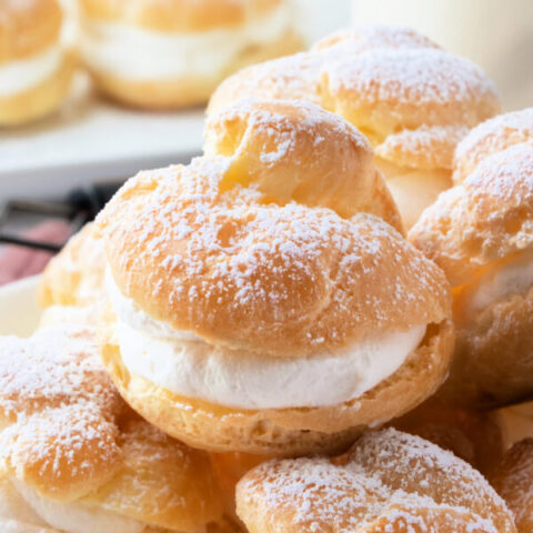 closeup of cream puff