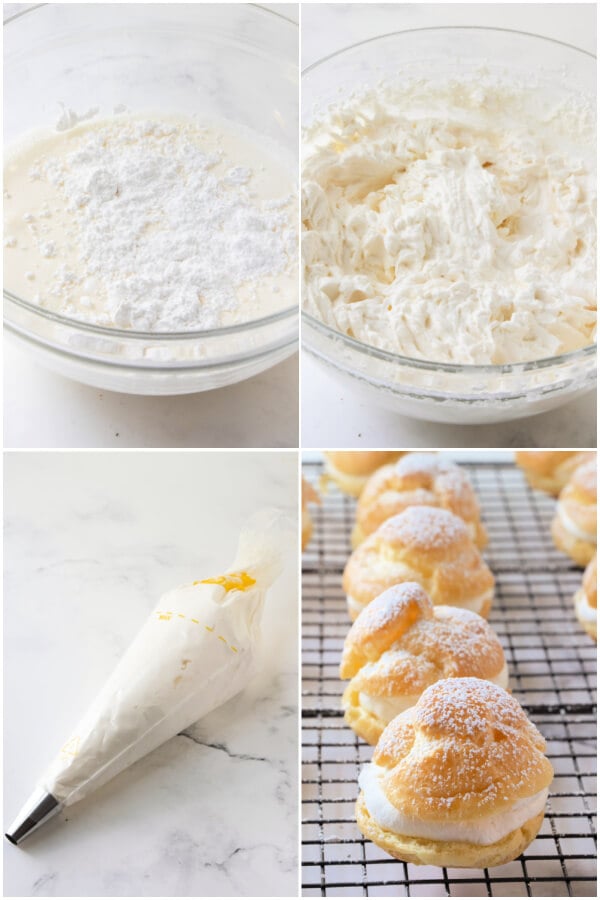 collage making the pastry cream