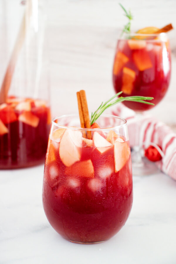 Christmas Sangria in glasses