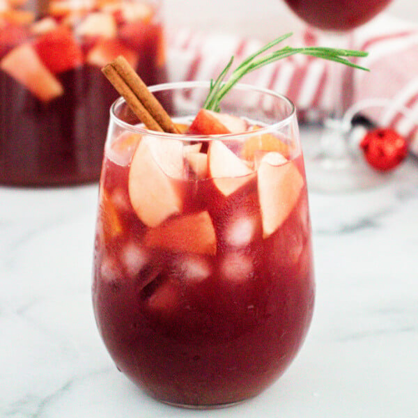 closeup of sangria in glass