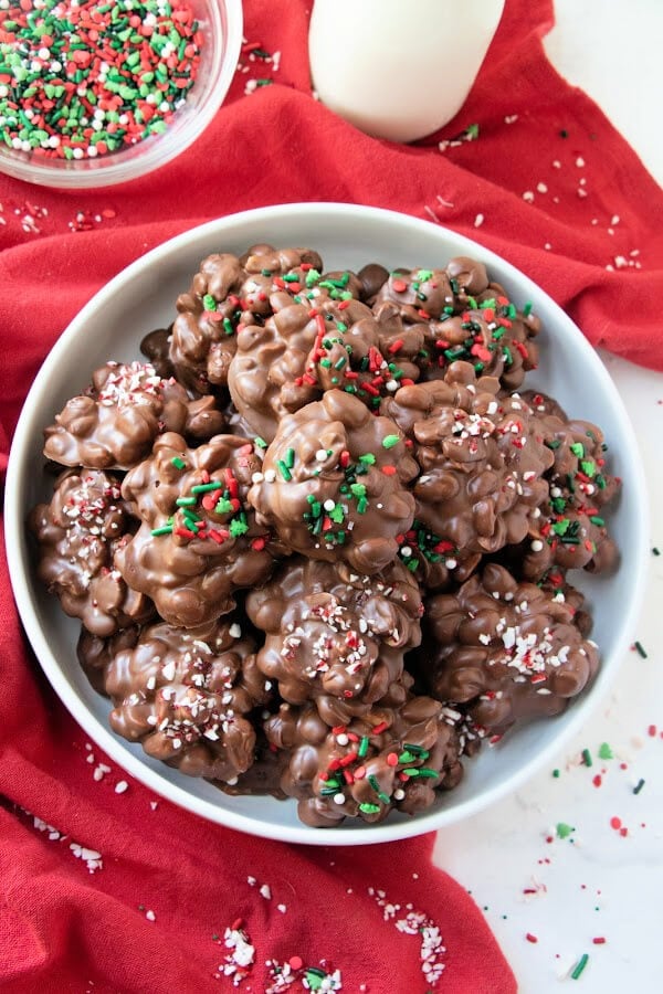 christmas chocolate candies in bowl