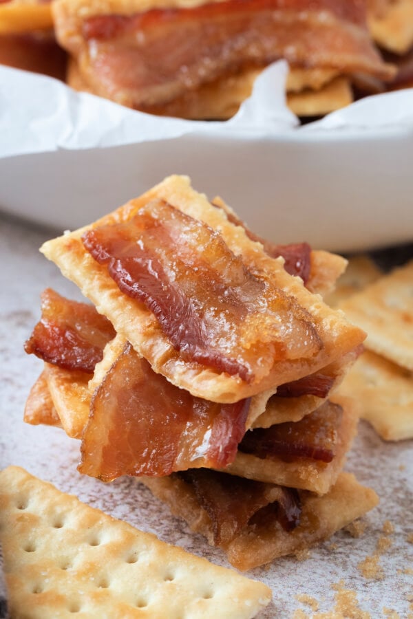 closeup stack of crackers