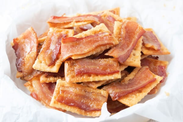 bacon crackers in bowl