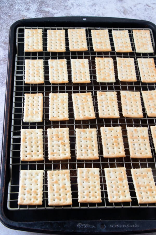 crackers on baking sheet