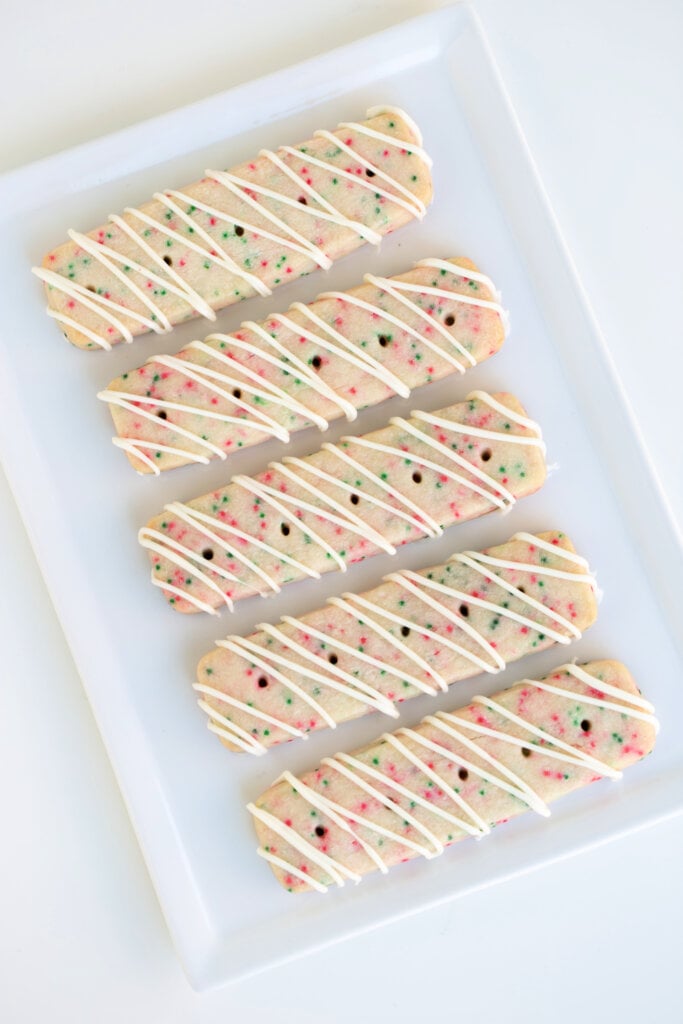 cookie sticks on white plate