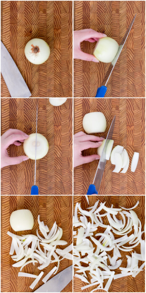cutting onions step by step collage