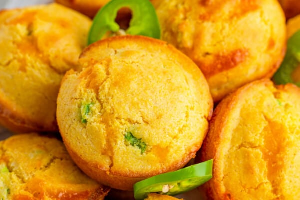 corn muffins stacked on plate