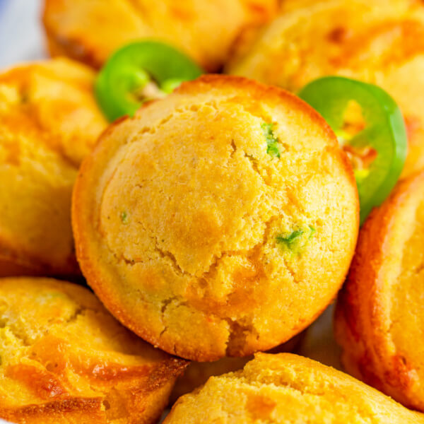 closeup Jalapeño Cheddar Corn Muffins