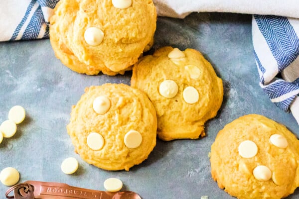 lemon cookies on blue background