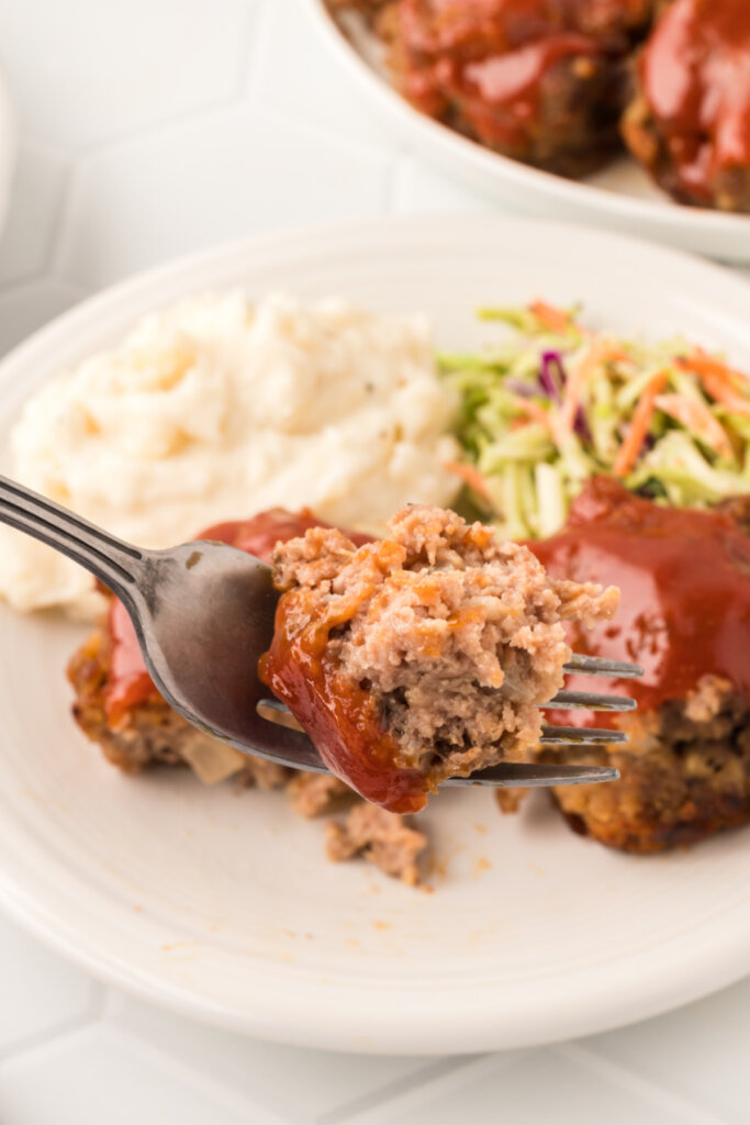 bite of meatloaf on fork