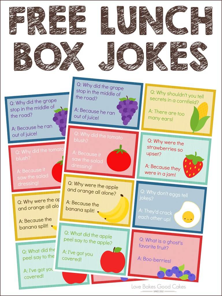 FREE Lunch Box Jokes collage.