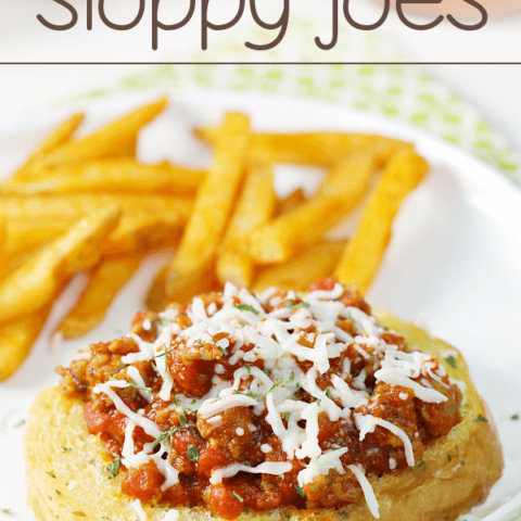 Garlic Bread Italian Sloppy Joes on a white plate.