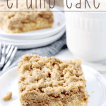 New York Crumb Cake on a white plate close up.