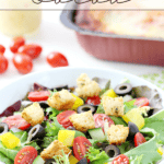 Italian-Style Salad in a white bowl.