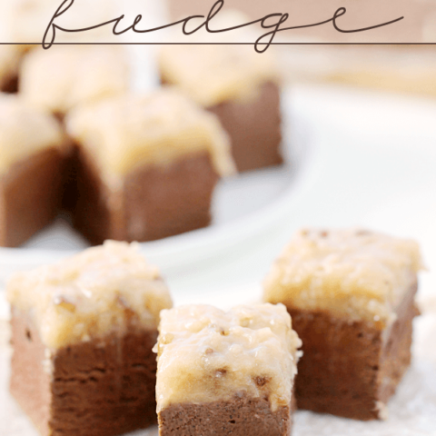 German Chocolate Fudge pieces on wax paper.