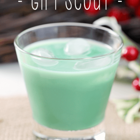 Naughty Girl Scout Cocktail in a glass with ice.