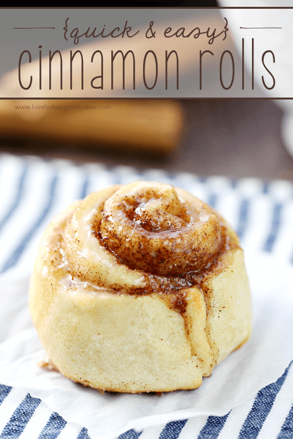 Quick & Easy Cinnamon Rolls (aka Princess Leia Cinnamon Roll close up on wax paper.