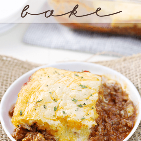 Cheesy Sloppy Joe Bake on a white plate.