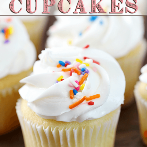 Bakery-Style Vanilla Cupcakes close up for detail.