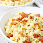 Bacon Chipotle Mac & Cheese in a white bowl.