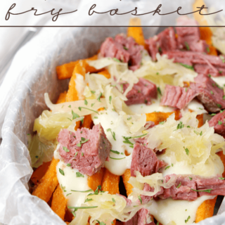 Reuben Fry Basket in a bowl with wax paper.