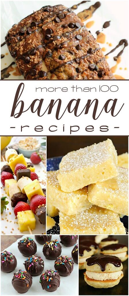 More than 100 Banana Recipes collage.