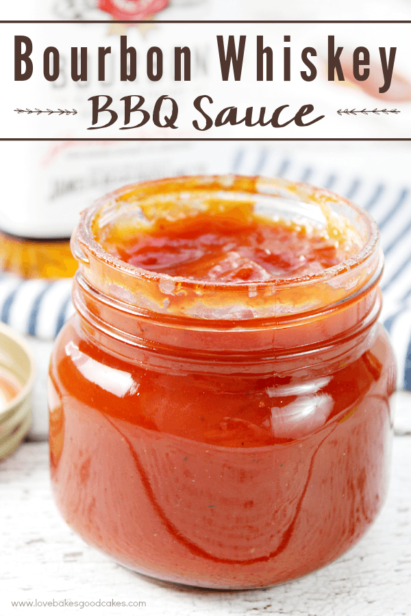 Bourbon Whiskey BBQ Sauce in a jar with the lid removed.