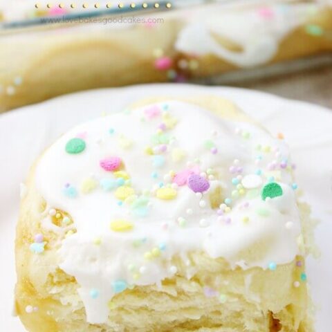 Lemon Sweet Rolls on a white plate.