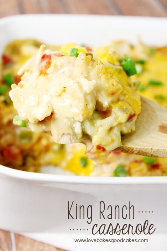 King Ranch Casserole in a white casserole dish.