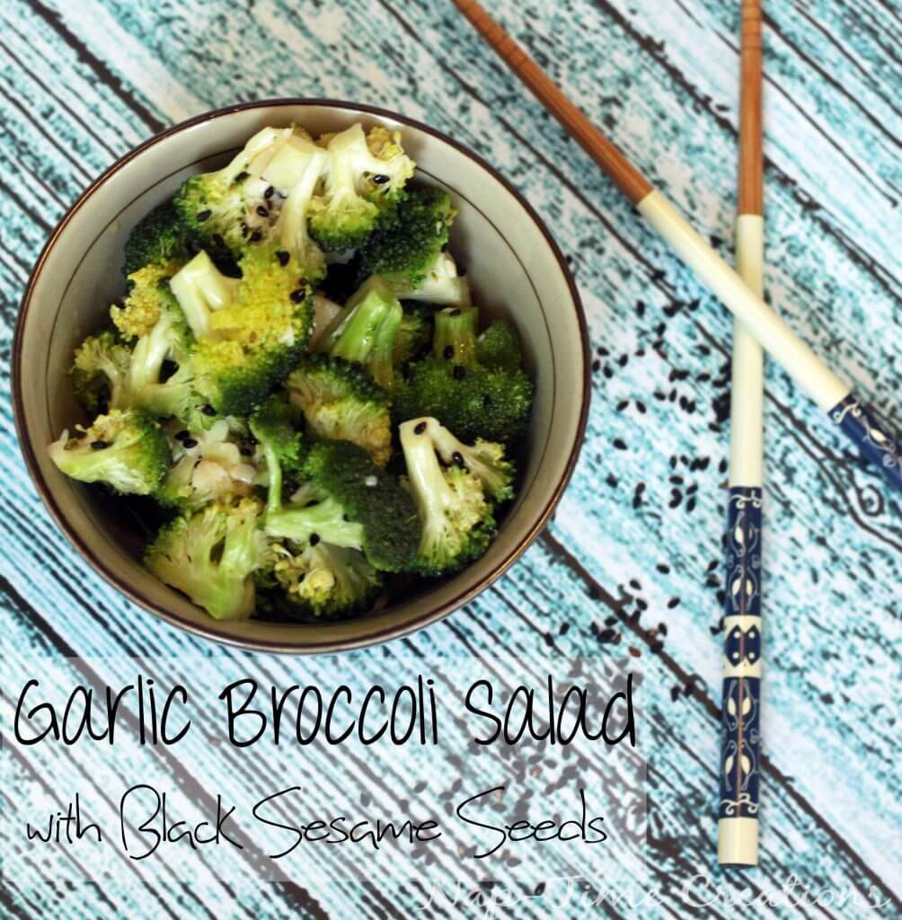 Garlic Broccoli Salad in a brown bowl.
