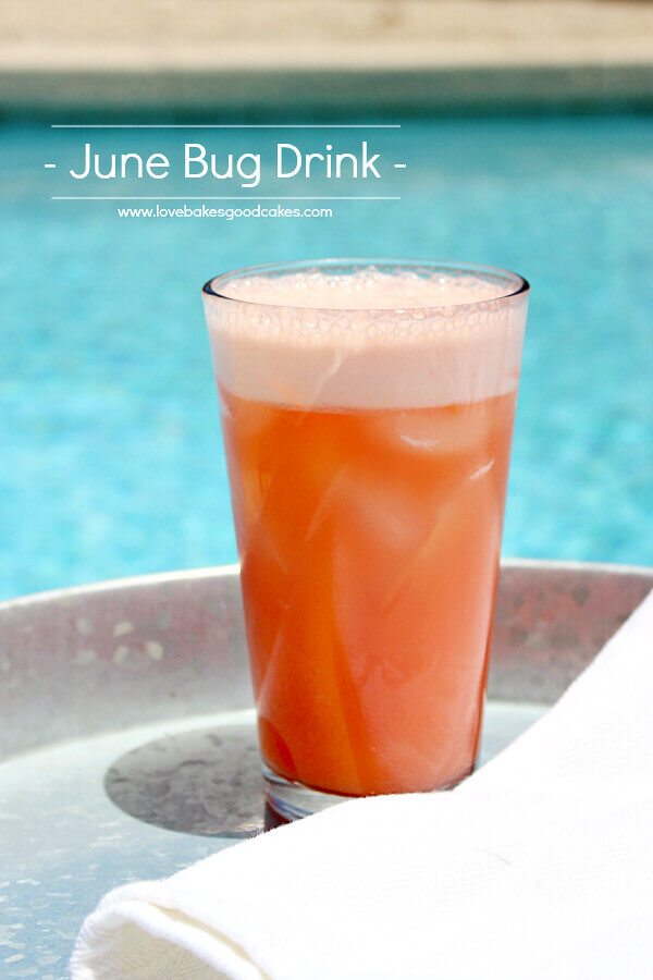 June Bug Drink in a glass by the pool.