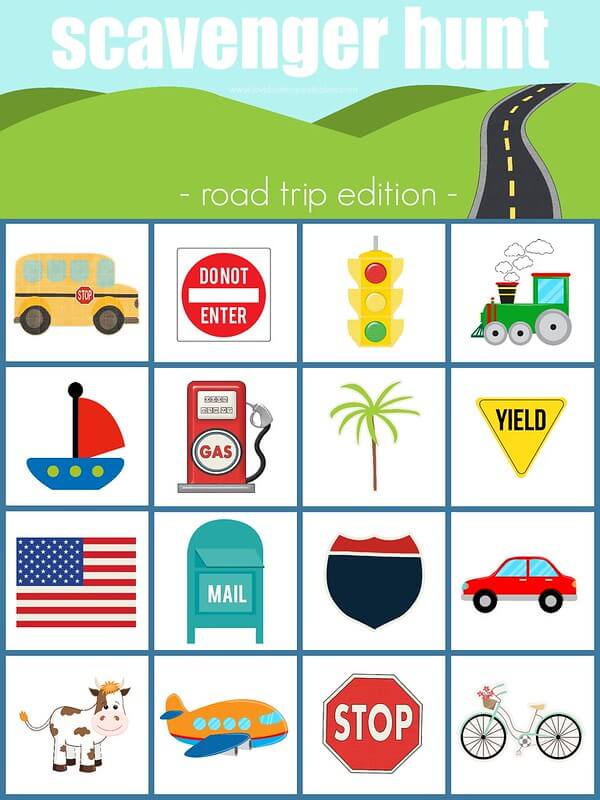 Road Trip Scavenger Hunt Printable.