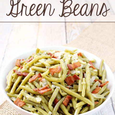 Southern-Style Green Beans in a white bowl.