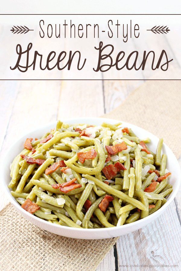 Southern-Style Green Beans in a white bowl.