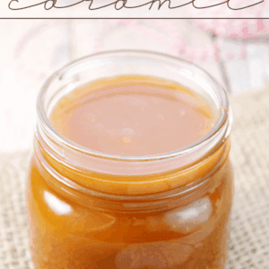 Salted Caramel in a glass jar close up.