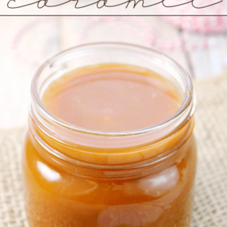 Salted Caramel in a glass jar close up.