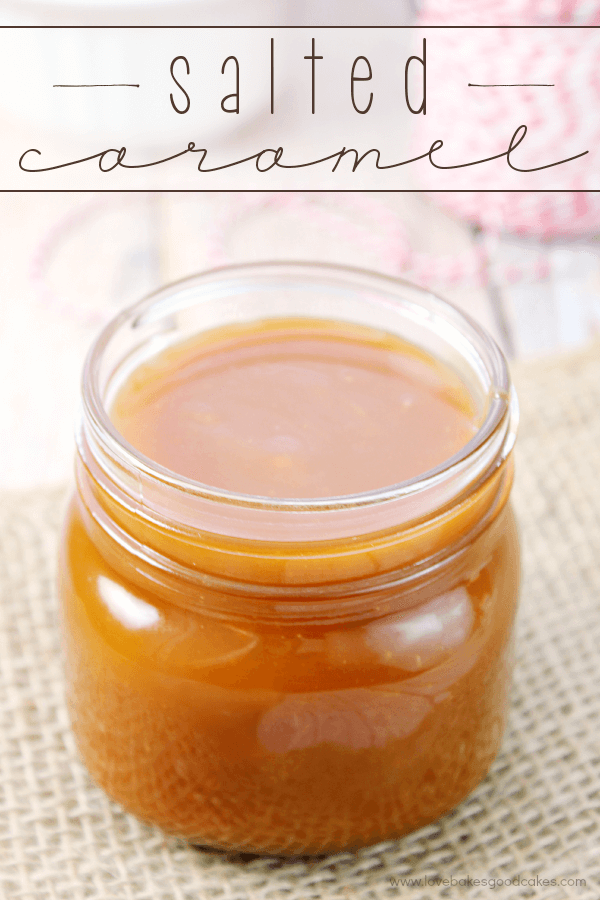 Salted Caramel in a glass jar close up.