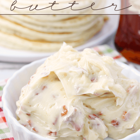 Maple Bacon Butter in a white bowl.