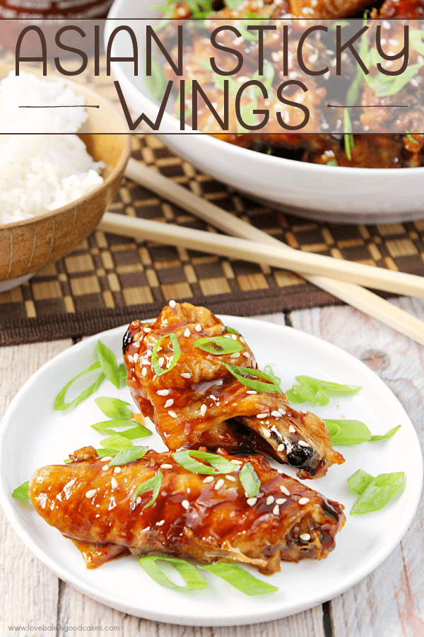 Asian Sticky Wings on a white plate.
