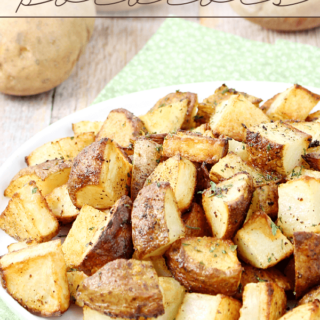 Oven Roasted Potatoes on a white plate.