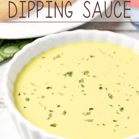 Honey Mustard Dipping Sauce in a white bowl.
