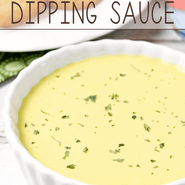 Honey Mustard Dipping Sauce in a white bowl.